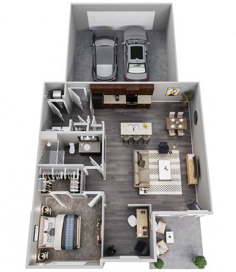Floor plan for 1 bed, 1 bath, 951 sqft